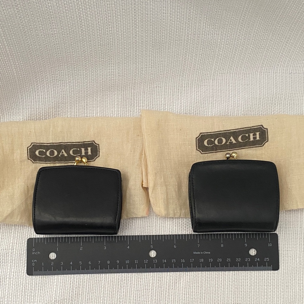 Coach Black Leather Coin Wallet Set
